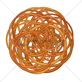 abstract round glossy torus shape in mixed orange on white