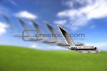 Laptop flying