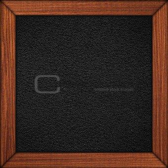 black leather background in wooden brown frame