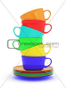 Colored cups in a row