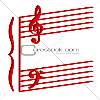 musical stave on white background