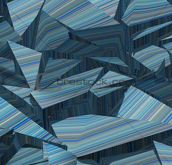 3d fragmented stripe pattern  blue backdrop
