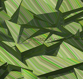 3d fragmented stripe pattern  green backdrop