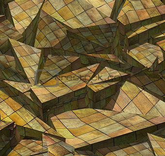 3d fragmented wood timber tile pattern 