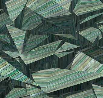 3d fragmented wood timber tile pattern in blue green