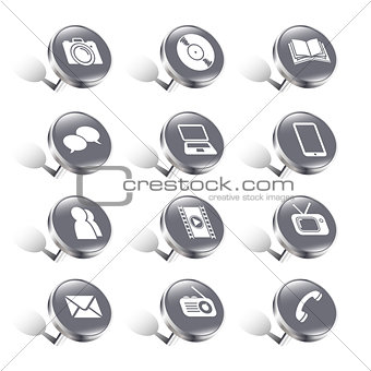pushpin media/communication icons