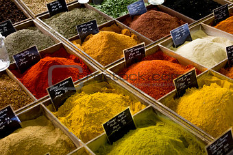 Some different spices in a provencal market