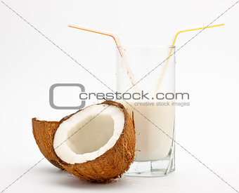 coconut and glass with coco milk