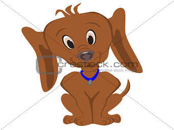 brown dog happily sitting