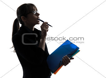 business woman thinking looking up  silhouette
