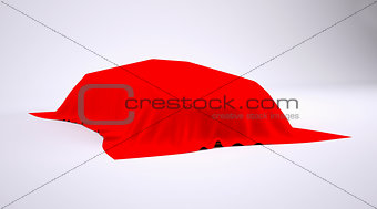 Car covered with red cloth