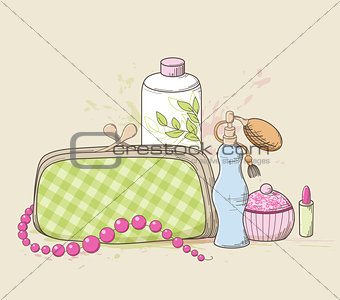Handbag and cosmetics