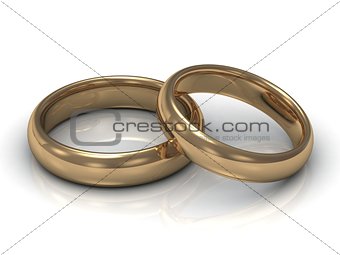 Wedding rings: one ring lies on the other 