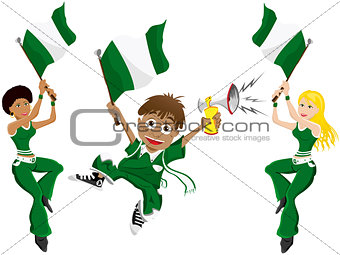 Nigeria Sport Fan with Flag and Horn