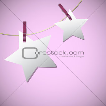 Star shape of note papers hang on string with clothes pin
