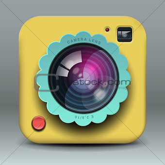 App design photo camera icon, vector Eps10 illustration.