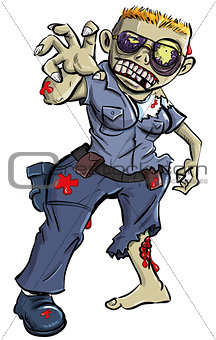 Cartoon zombie police woman