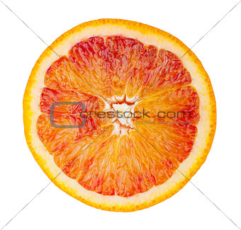 Slice of blood red ripe orange
