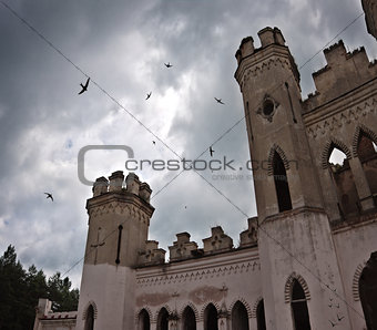 ancient castle under dark sky