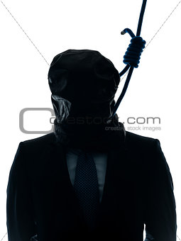 criminal man with hangman noose around the neck silhouette