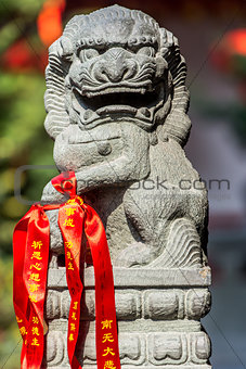 chinese imperial lion statue in the The Jade Buddha Temple shang