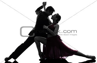 couple man woman ballroom dancers tangoing  silhouette