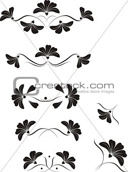 Vector ornament of flowers and leaves