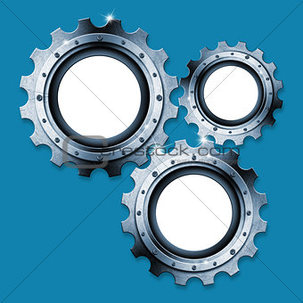 Blue and Metal Industrial Gears Background