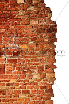 isolated brick wall, red & old