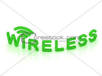 green Wireless logo, 3D render