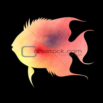 watercolor silhouette of fish