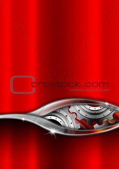 Red and Metal Industrial Gears Background