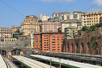 Genoa city skyline view.