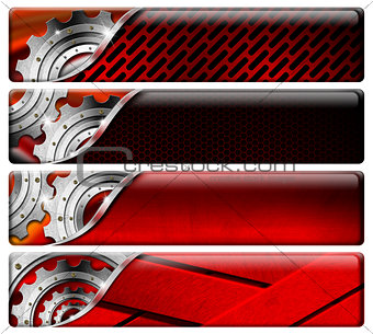 Four Industrial Red and Metal Headers