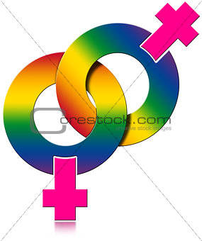 Gay Female Rainbow Colored Symbol