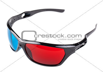 3d blue and red plastic glasses