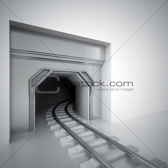 tunnel and metal railway leaving in darkness