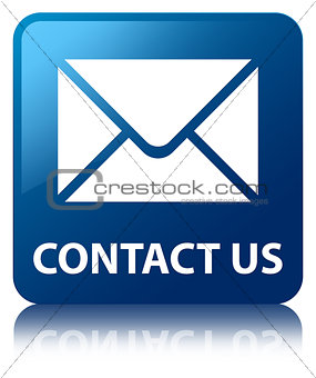 Contact us glossy blue reflected square button