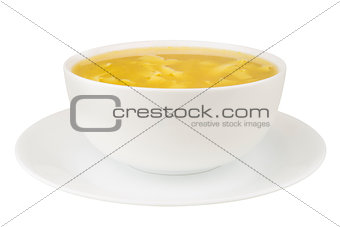 Noodle Soup on White Background
