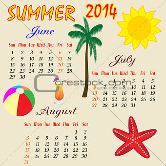 Summer calendar 2014