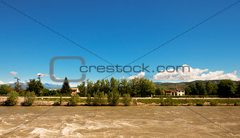 Brown River and Blue Sky
