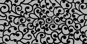 Vector curles on lace seamless background
