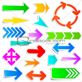 Colourful paper arrow stickers