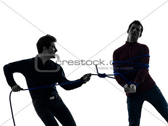 two  men twin brother friends conflict  silhouette