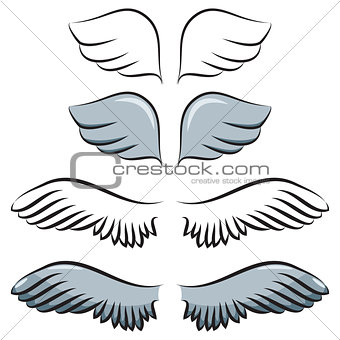 set of cartoon wings
