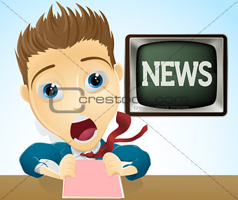 Shocked TV news presenter