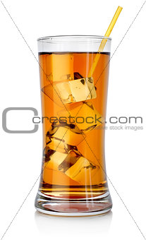 Amber cocktail in a glass isolated