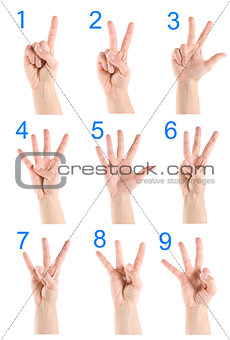 Collage hand showing number