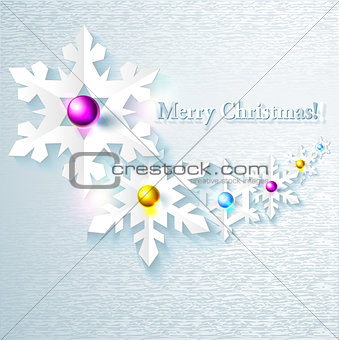 Abstract Christmas Background with paper snowflakes