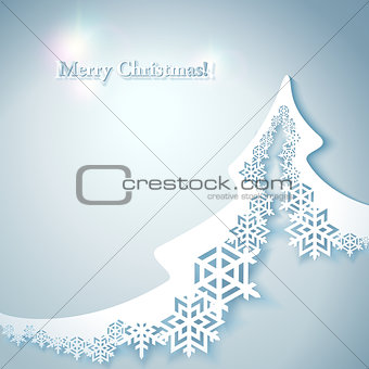 Abstract Christmas Background with paper christmas tree